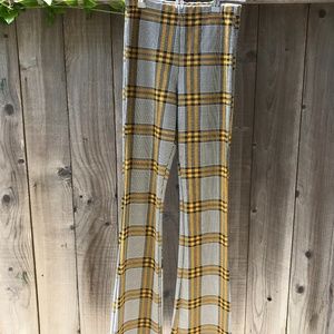 Topshop fitted plaid trousers- flared